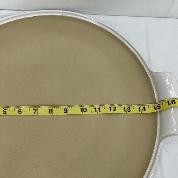Pampered Chef 15" White Large Round Pizza Stone w/ Handles 1379 - Picture 4 of 15